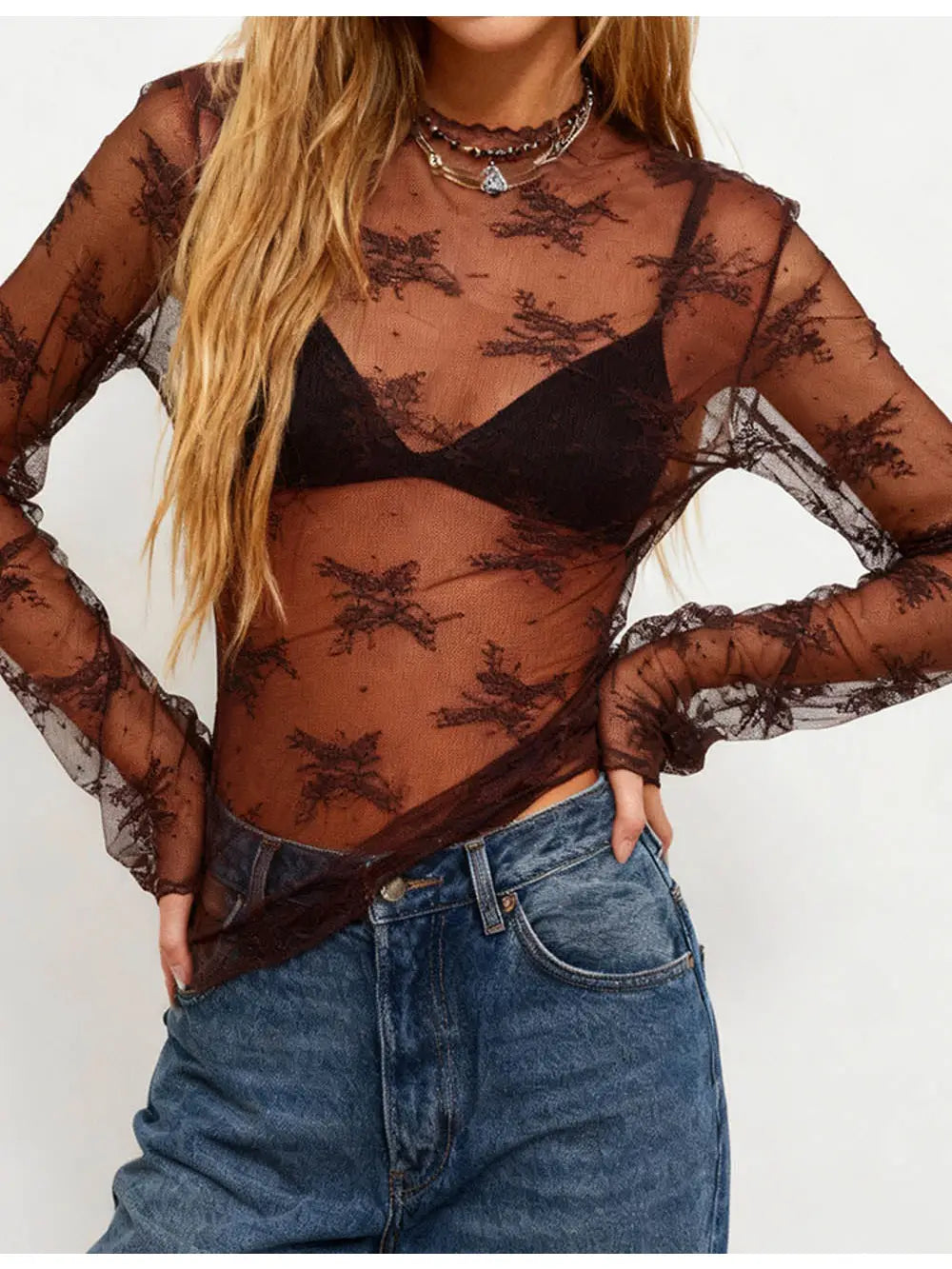 Brown Lace Top