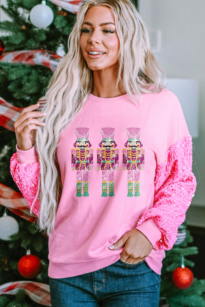 Pink Sequin Nutcracker Sweatshirt