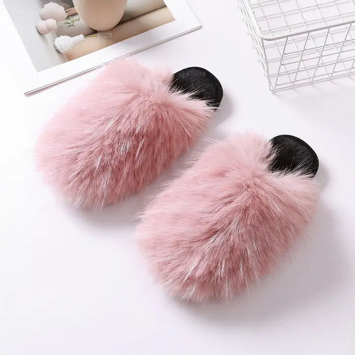 Faux Fur Pink Slippers (8-9.5)