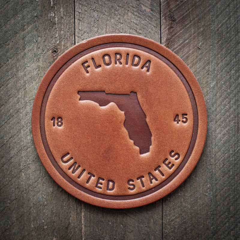 Florida Silhouette Leather Coaster