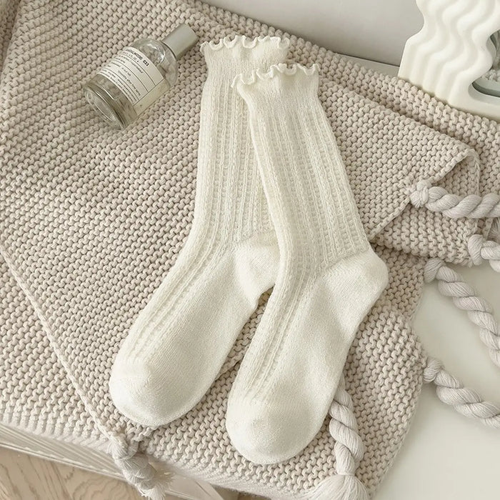 Ivory Ruffle Socks (One Size)