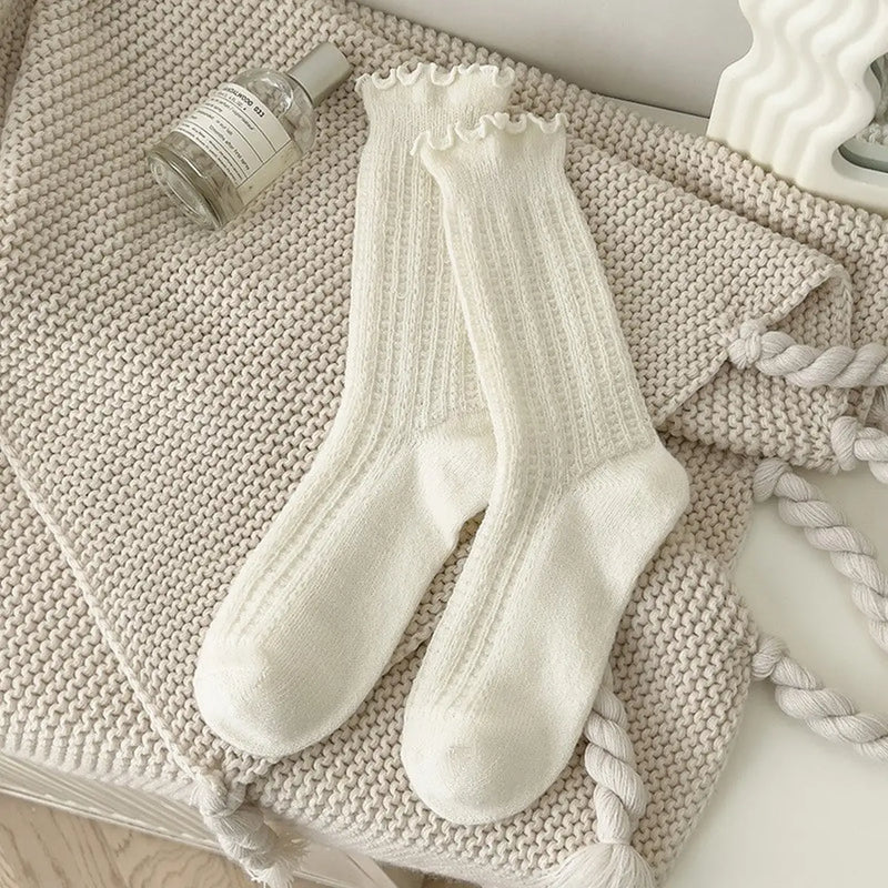 Ivory Ruffle Socks (One Size)