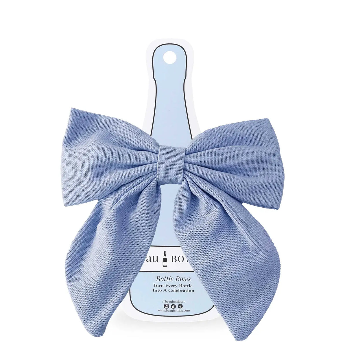 Beau Bottles - Blue Linen Bottle Bow