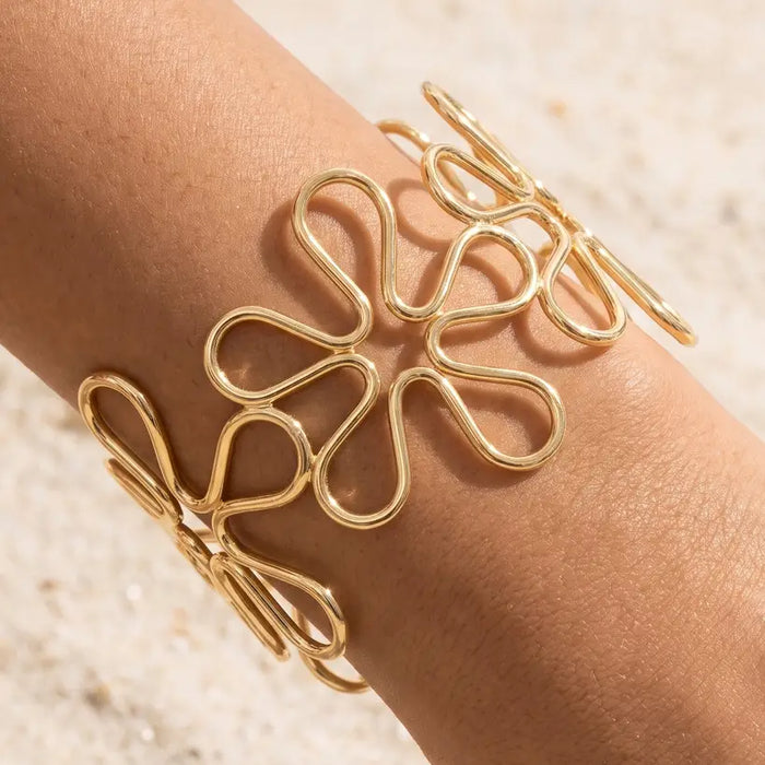 Gold Flower Cuff Bracelet