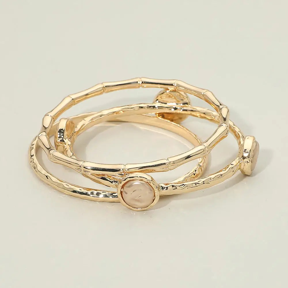 Gold Stone Bracelet Set