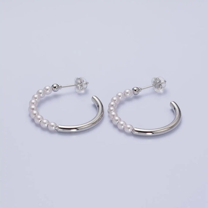 Half Pearl Hoop Earrings