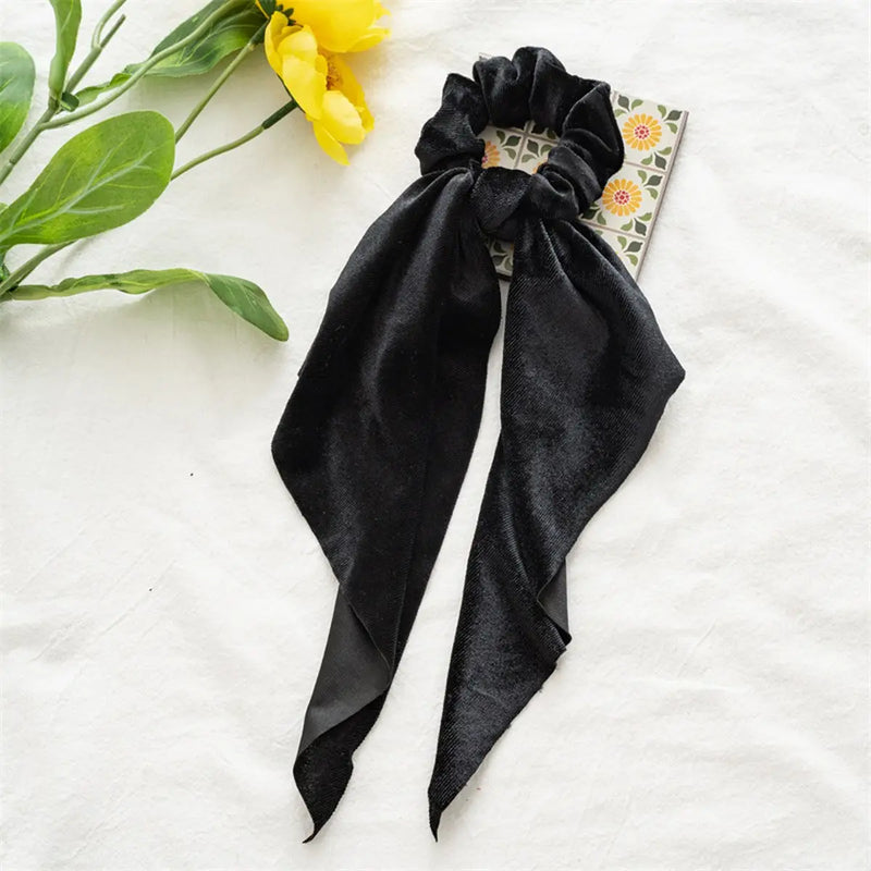 Black Velvet Ribbon Hair Scrunchie