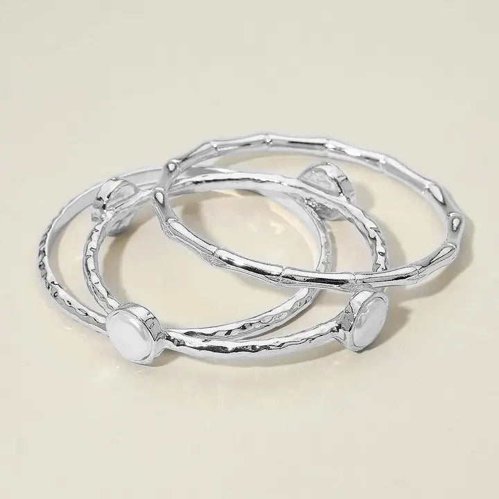 Silver Stone Bracelet Set