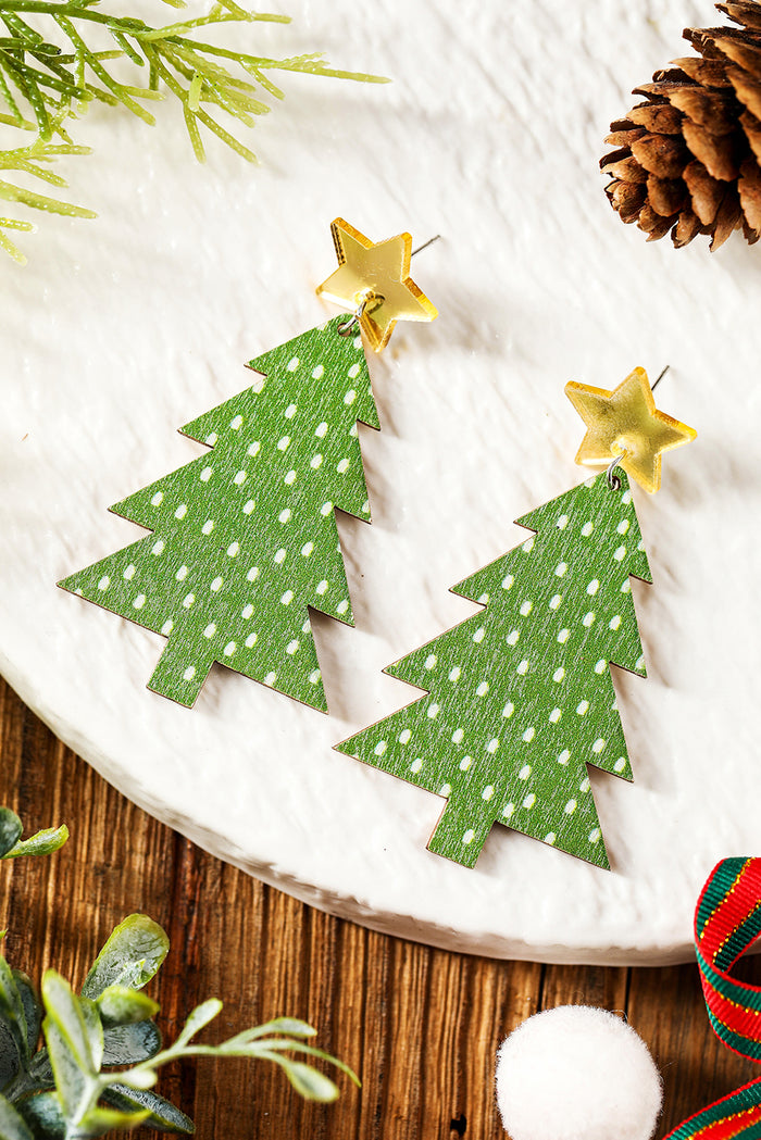 Polka Dot Christmas Tree Earrings