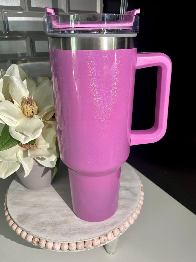 Purple Iridescent 40oz Stainless Steel Cup w/ Straw