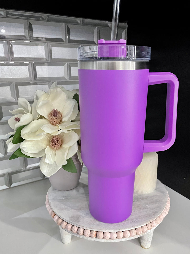 Purple 40oz Stainless Steel Cup w/ Straw