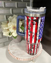 Flag Print 40oz Stainless Steel Cup w/ Straw