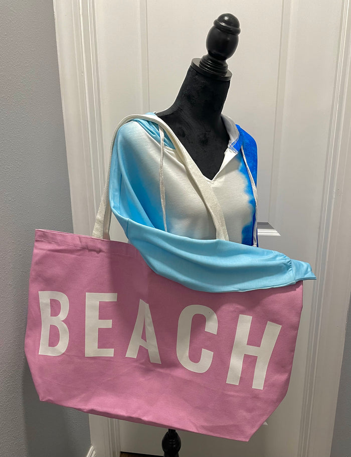 Pink "Beach" Tote Bag