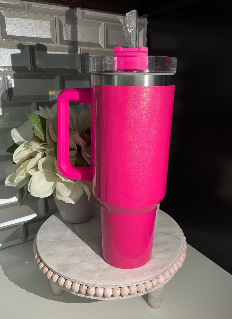 Pink Iridescent 40oz Stainless Steel Cup w/ Straw