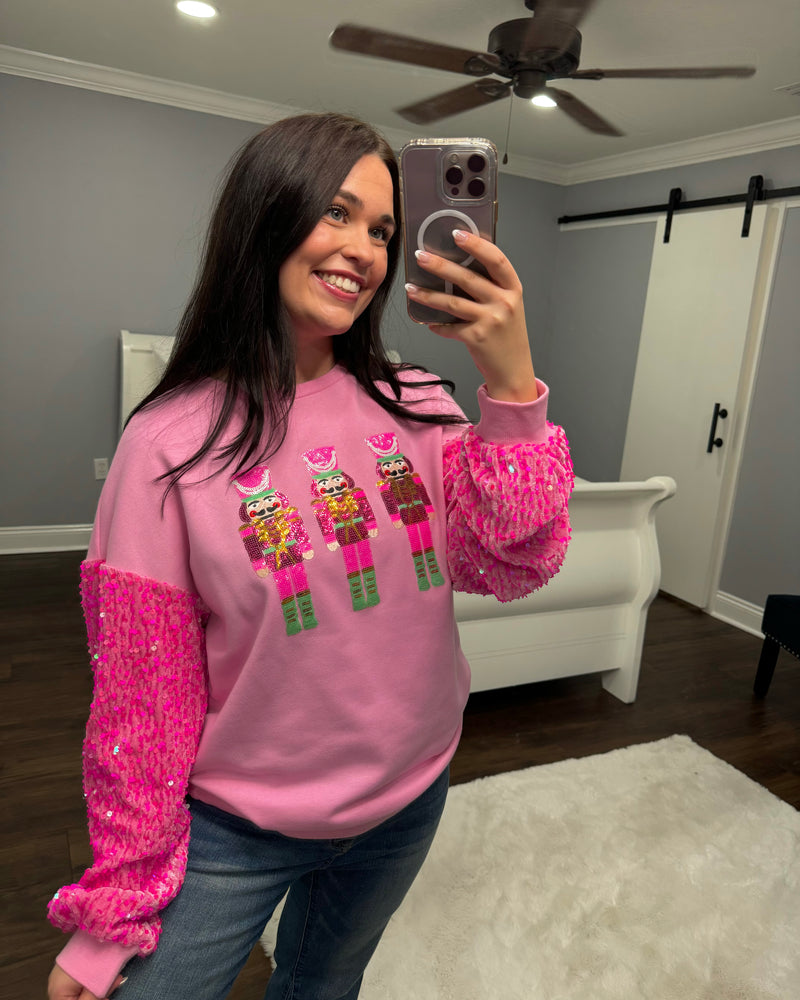 Pink Sequin Nutcracker Sweatshirt