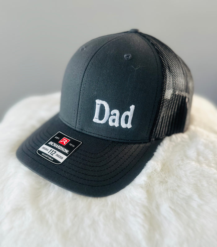 "Dad" Embroidered Hat (Black)