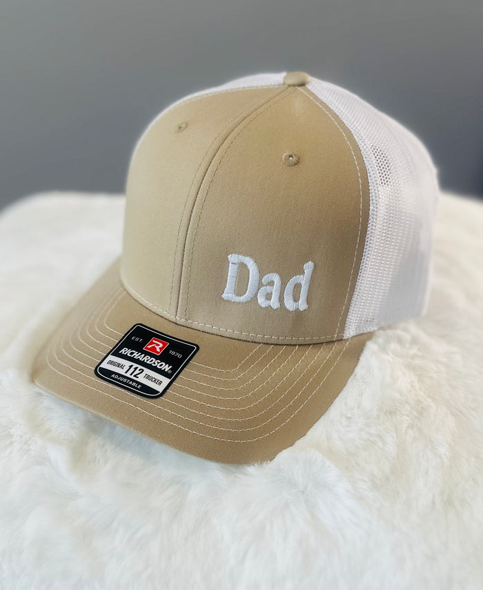 "Dad" Embroidered Hat (Tan)