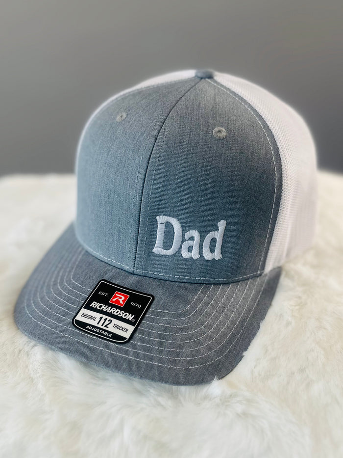 "Dad" Embroidered Hat (Gray)