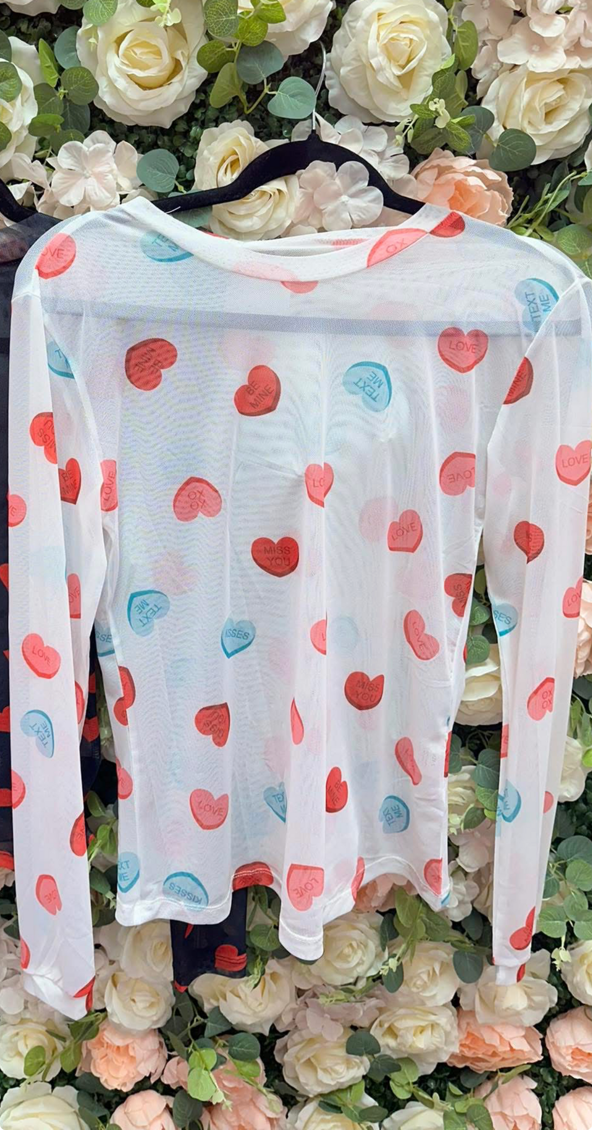 Conversation Heart Mesh Top