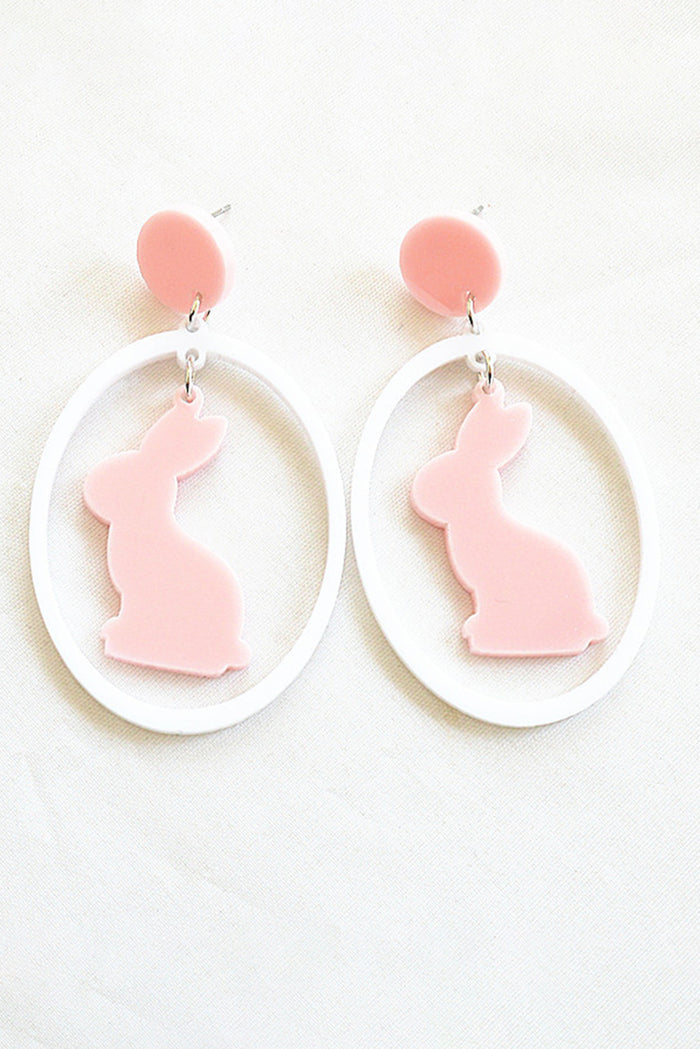 White and Pink Bunny Earrings