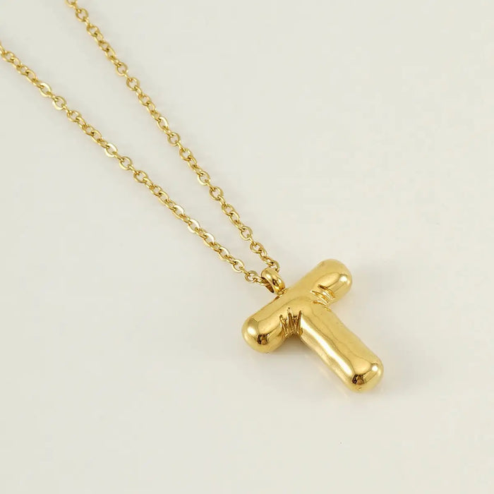 18K Gold Letter Necklace (T)