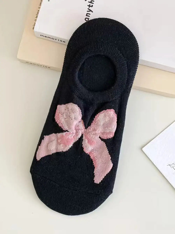 Black Bow No Show Socks (One Size)