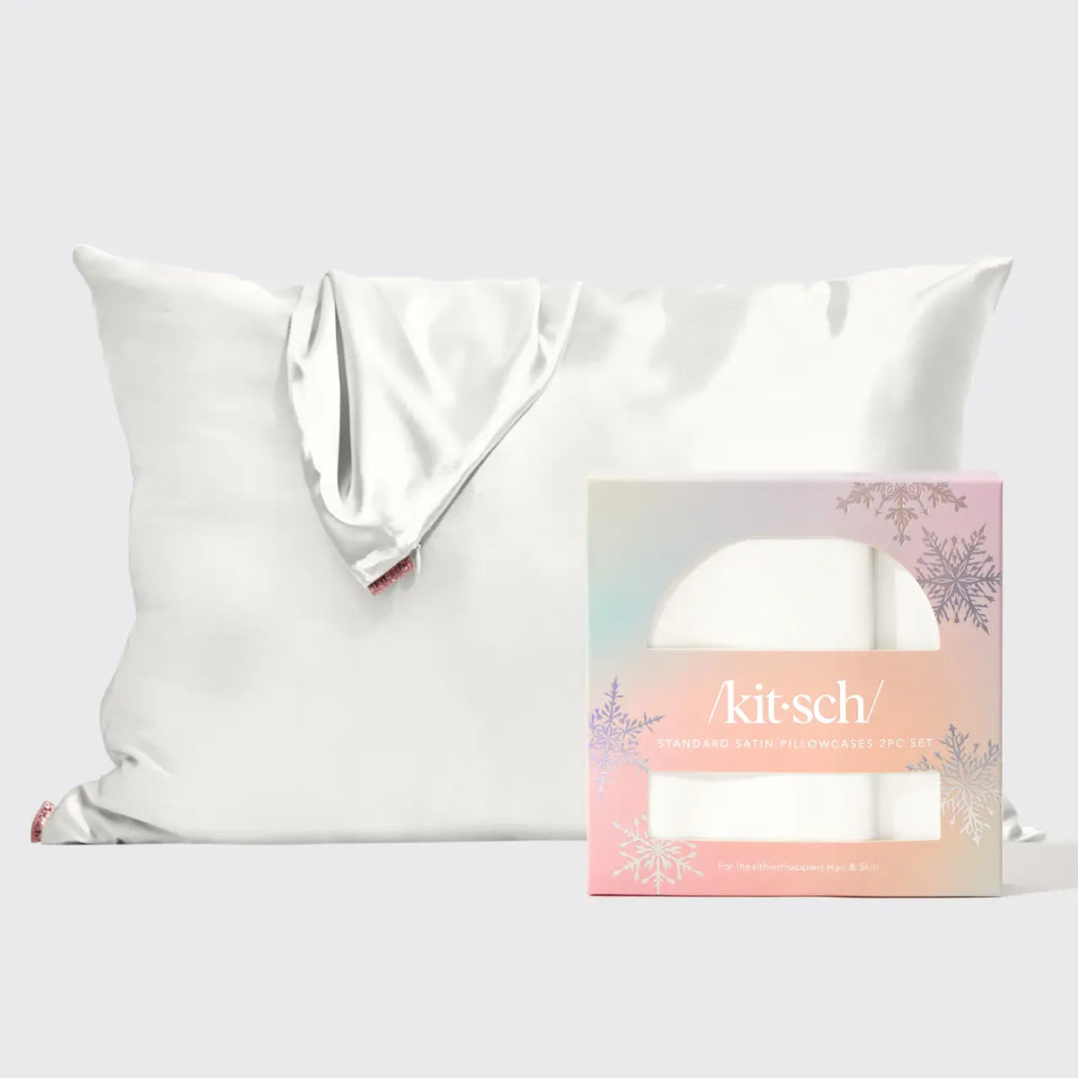 Kitsch 2 PC Satin Pillowcase Set (Ivory)