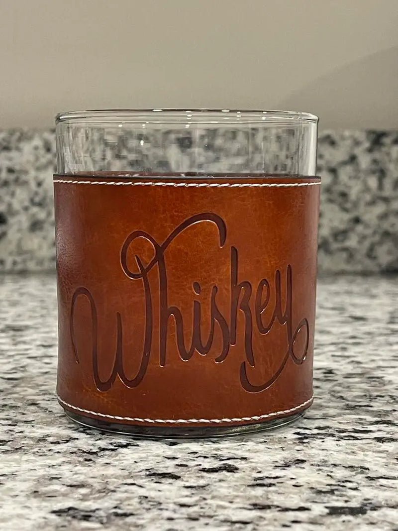 "Whiskey" Leather Rocks Glass