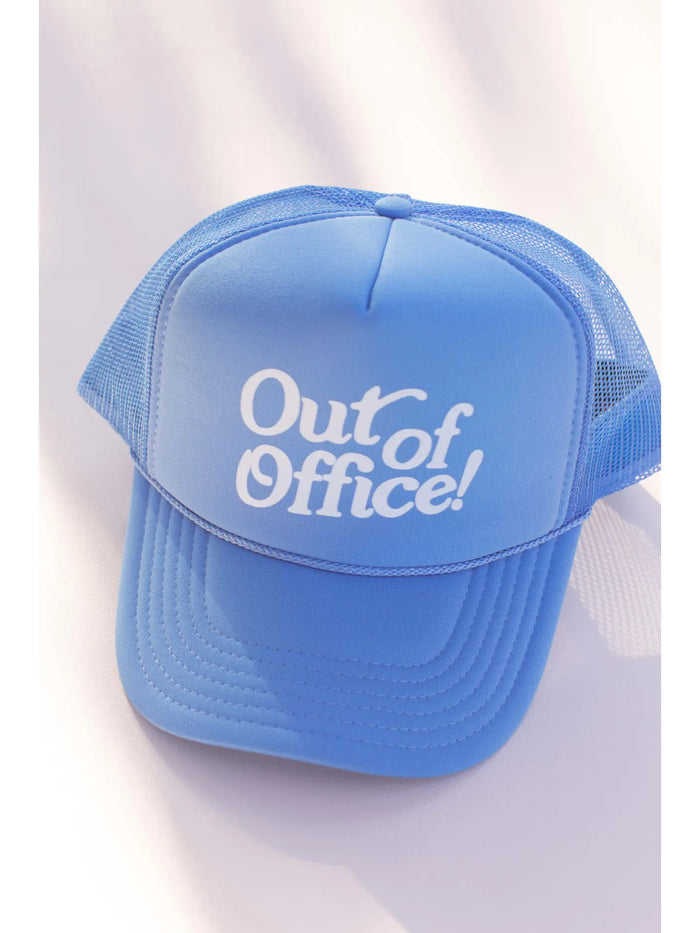 Blue "Out Of Office" Trucker Hat