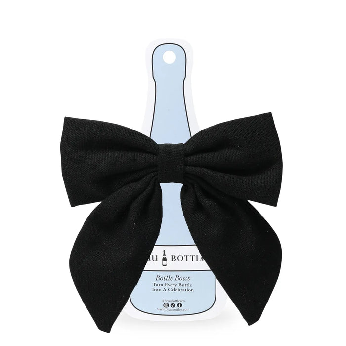 Beau Bottles - Black Linen Bottle Bow