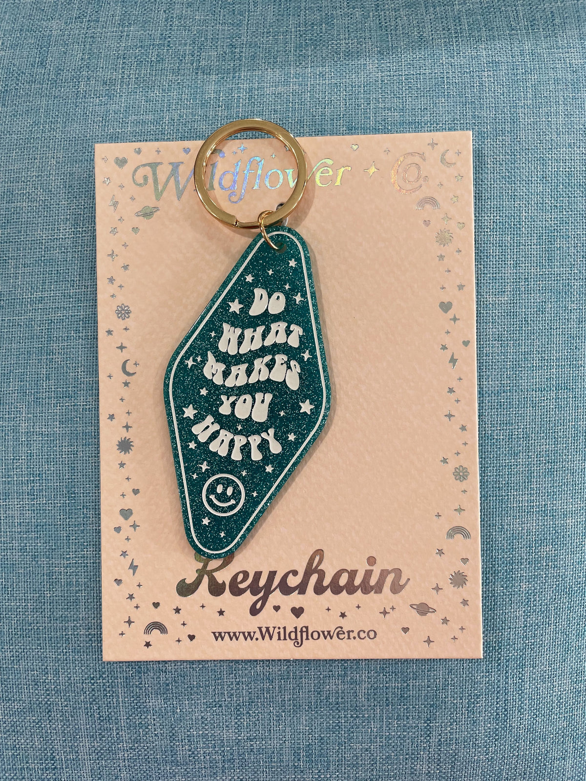 "Do What Makes You Happy" Positive Affirmation Glitter Keychain