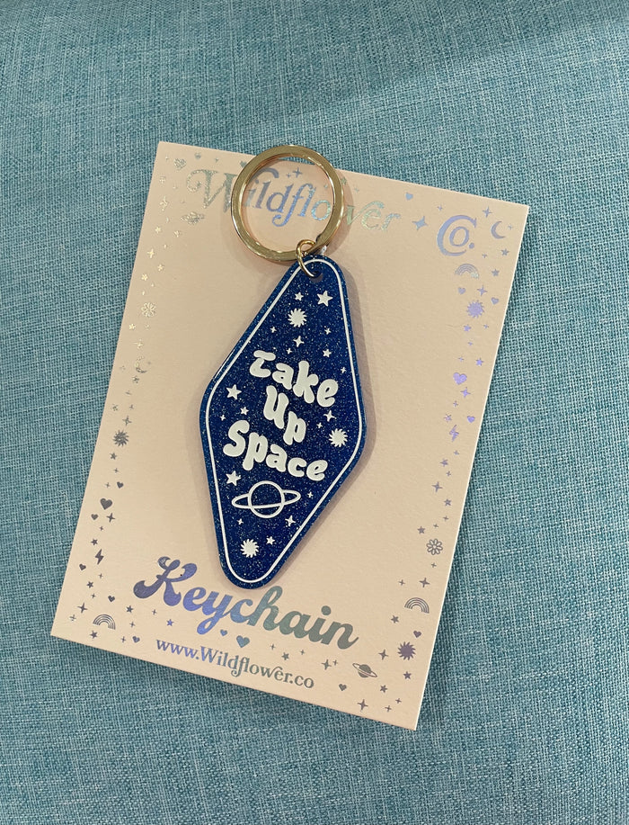 "Take Up Space" Positive Affirmation Glitter Keychain
