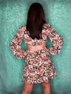 Multi Color Front Twist Backless Printed Dress