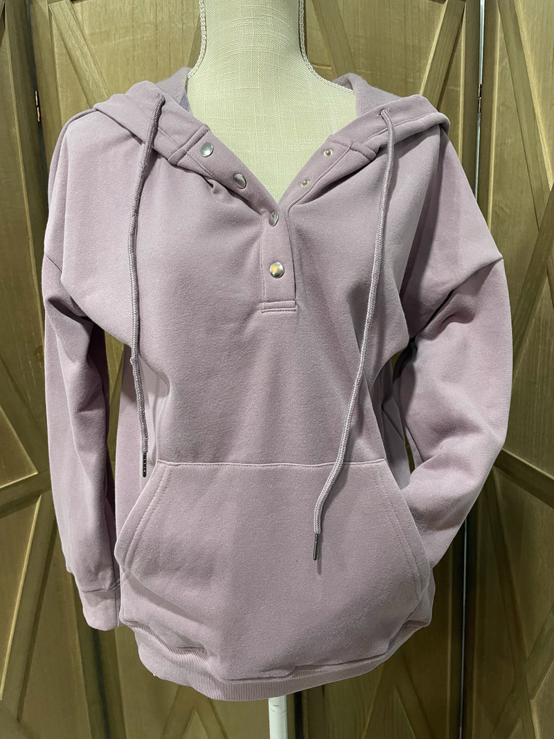 Lilac Snap Button Pullover Hoodie