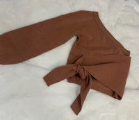 Brown Tie Knot One Shoulder Knitted Sweater