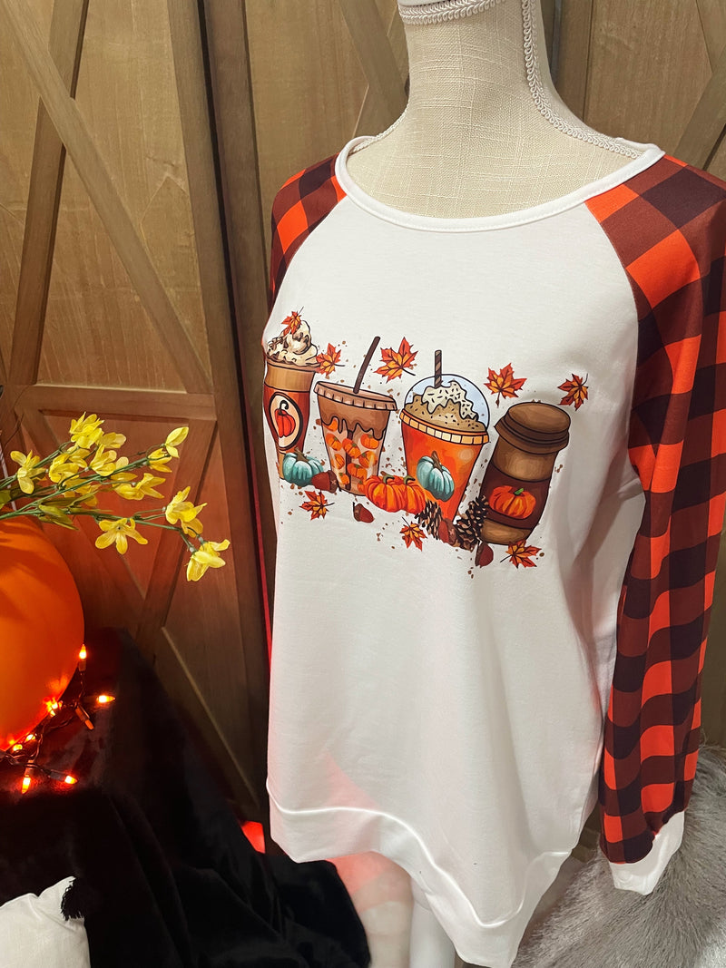 Orange Plaid Fall Drink Shirt