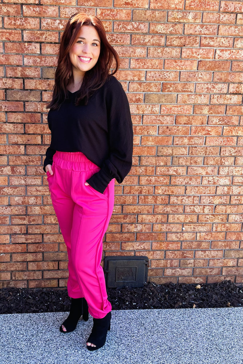 Pink Smock Waist Joggers