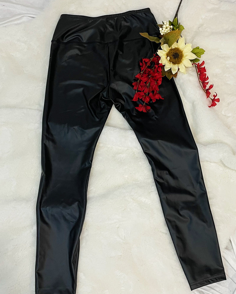 Black Faux Leather High Waist Leggings