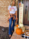 Dark Wash High Rise Elastic Waist Flare Jeans