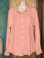 Blush Oversized Long Sleeve Button Down Shirt