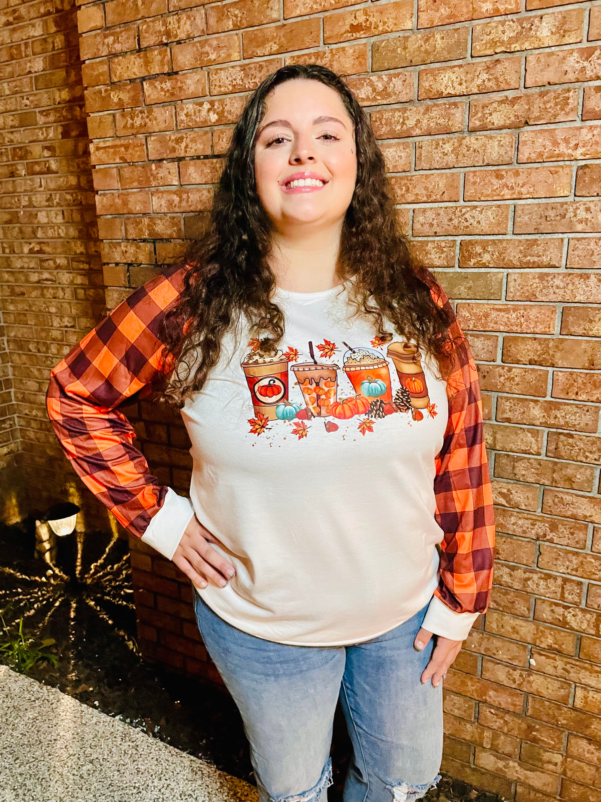 Orange Plaid Fall Drink Shirt