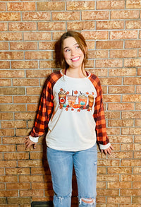 Orange Plaid Fall Drink Shirt