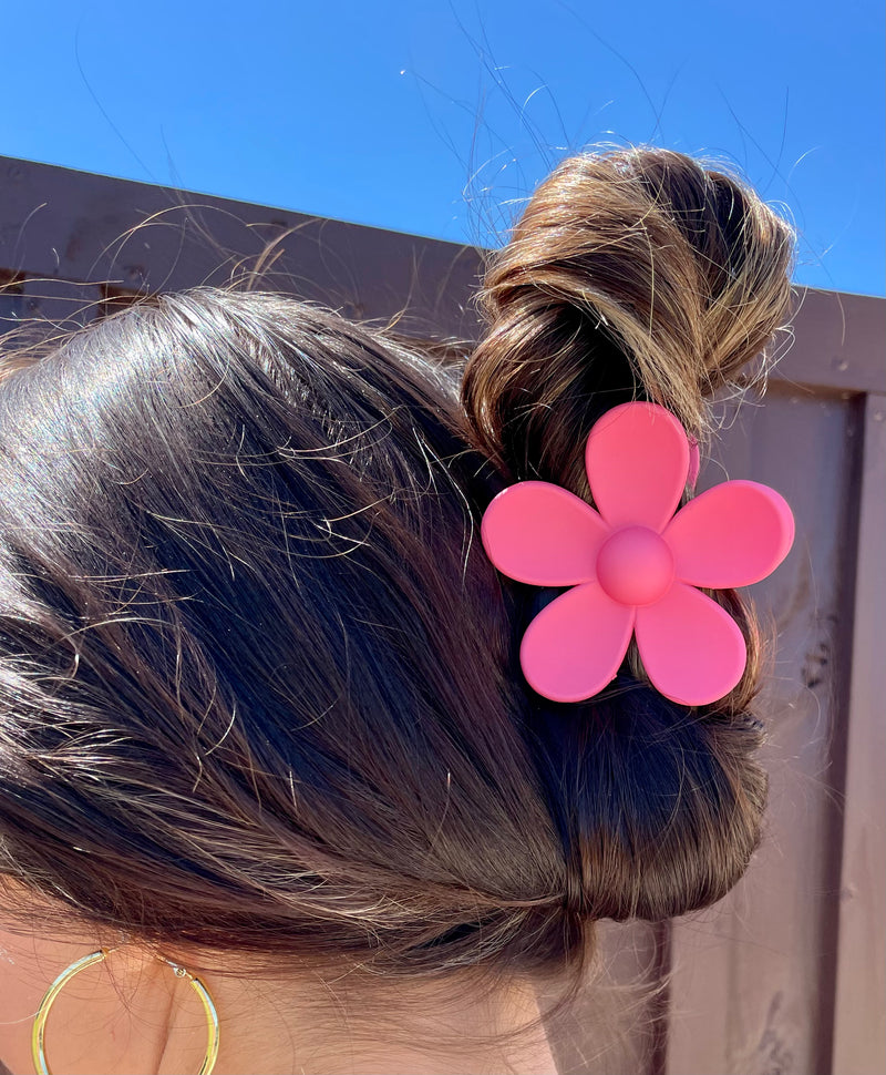 Pink Flower Claw Clip